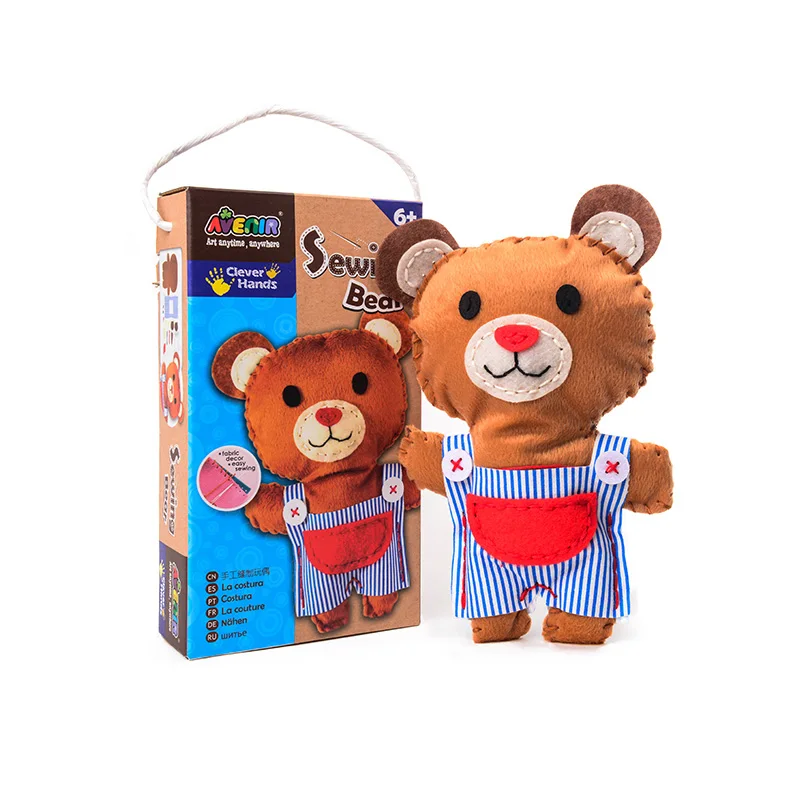 Bear DIY вязаная игрушка для шитья ручной работы детские подарки на день рождения DIY Ручная работа креативная развивающая Кукла мультфильм шитье Edu Игрушки для девочек - Цвет: Bear