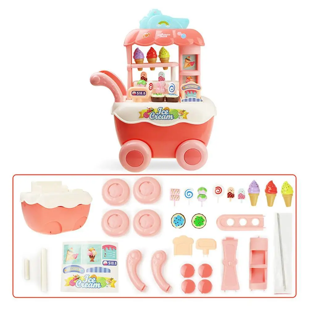 

DIY сборка имитация мороженого тележка светодиодный Музыка Дети ролевые игры игрушка