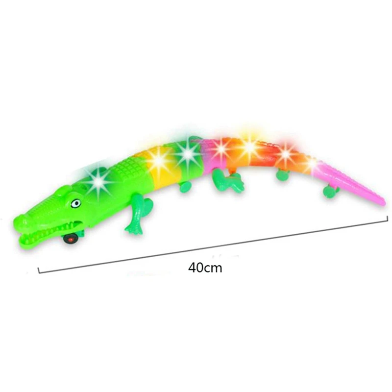 

LED Electronic Pet Dog Cat Toy Simulation Crocodile Luminous Music Crawling Pet Toy Battery Powered Pet Interactive Toys For Cat