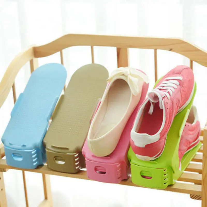 

Durable Adjustable Shoe Organizer Footwear Support Slot Space Saving Cabinet Closet Stand Shoes Storage Rack Shoebox