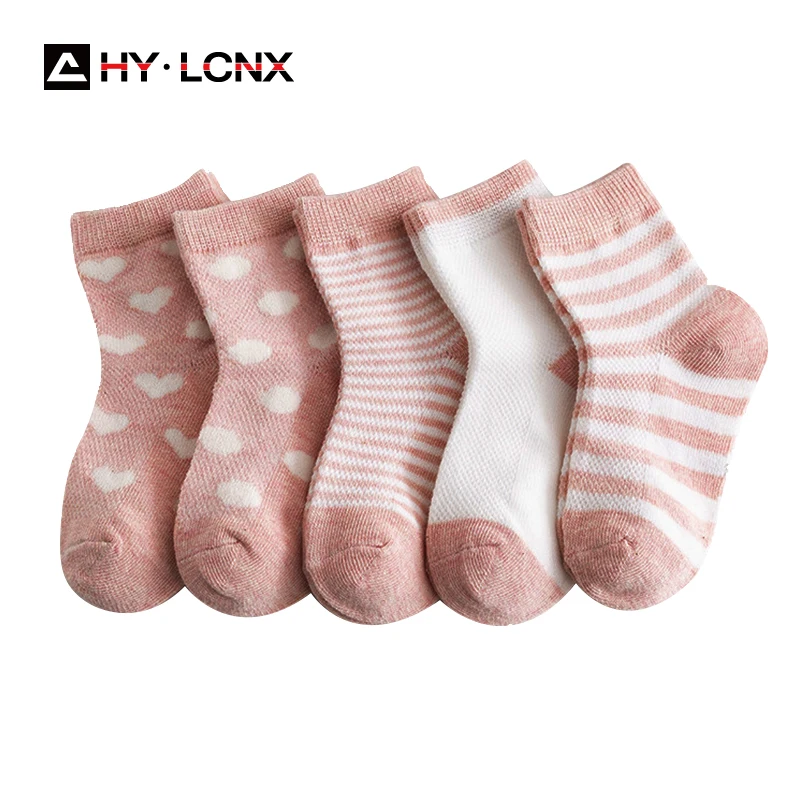 

5 пар/лот модные летне-осенние Хлопковые Штаны Детские носки для новорожденных с принтом в виде героев мультиков и сердца, носки для малышей,...