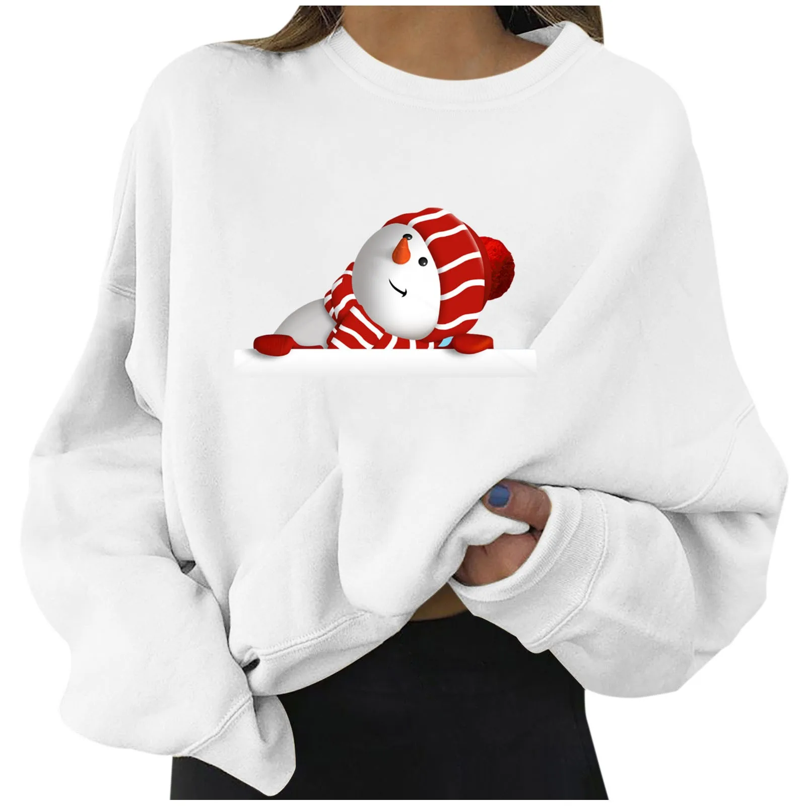 

Women's Christmas Print Sweatshirt Long Sleeve O-Neck Top Pullover Blouse