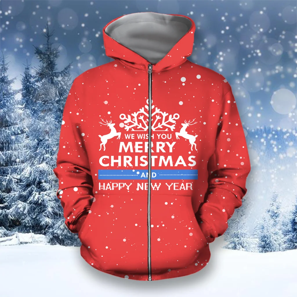 

2021 New Christmas Essential Hoodie Zipper Knit Pattern Men 3D Printing Casual Unisex Sweater Harajuku Pullover Sportswear-24
