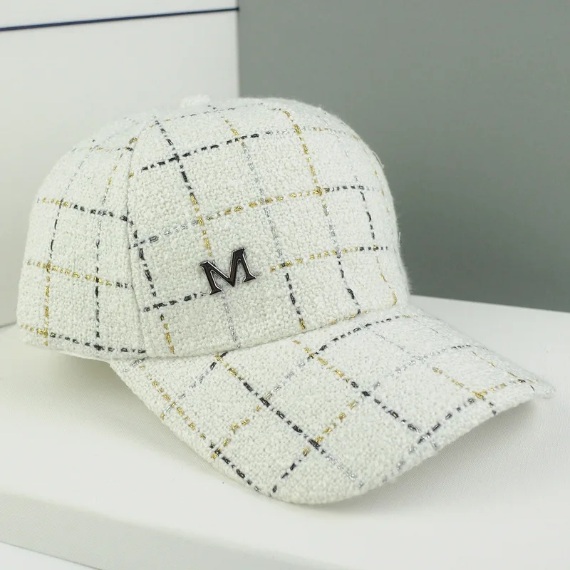 M Letter Winter Plaid Men Women Hat Harajuku Tide Fahsion Hip Hop Cap Snapback Baseball Caps Punk Rock Style Black Hats