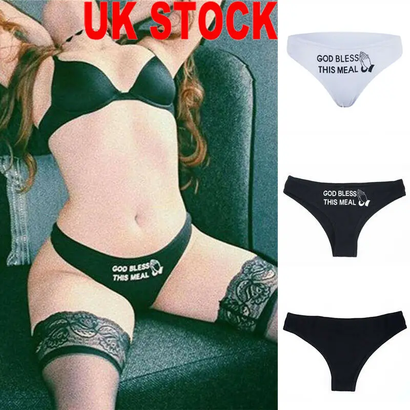 

Women God Bless This Meal Letter Print Lingerie Briefs Thongs Underwear Underpants Cotton Panties Knickers 2020 New trendy