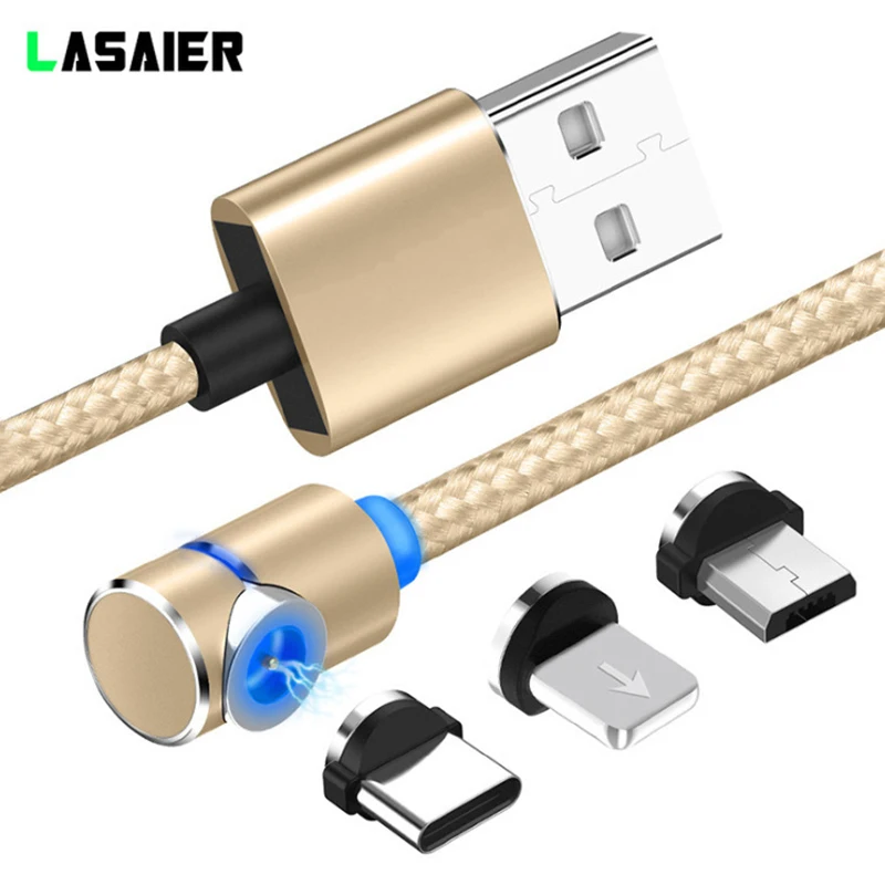 GUSIMA 90 градусов светодиодный Micro USB кабель Магнитный зарядный для iPhone samsung Xiaomi usb type