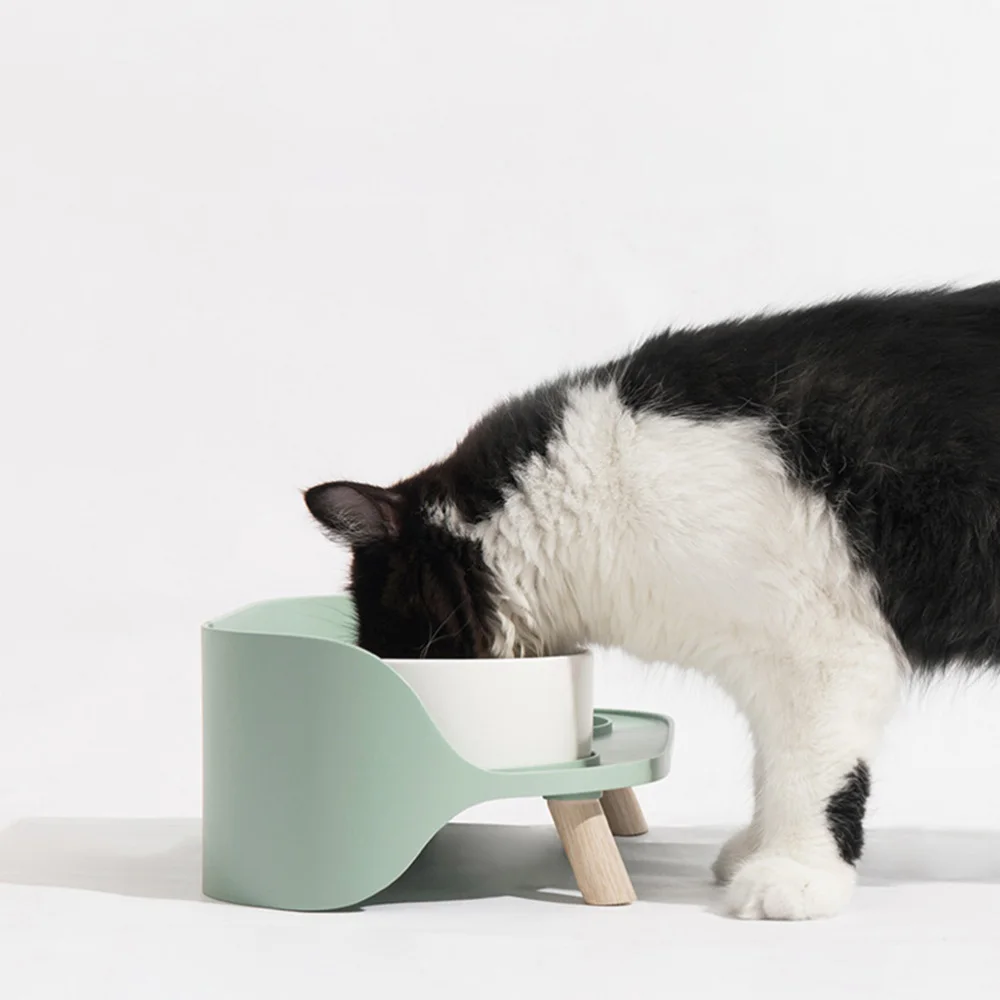 

1PC Ceramic Cat Bowl Protective Cervical Spine Cat Bowl Pet Bowl (Mint Green)