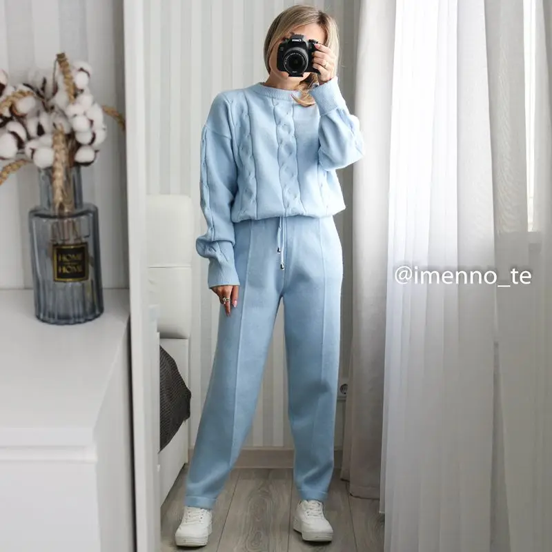 Женский трикотажный костюм GIGOGOU комплект из 2 предметов с укороченным топом и