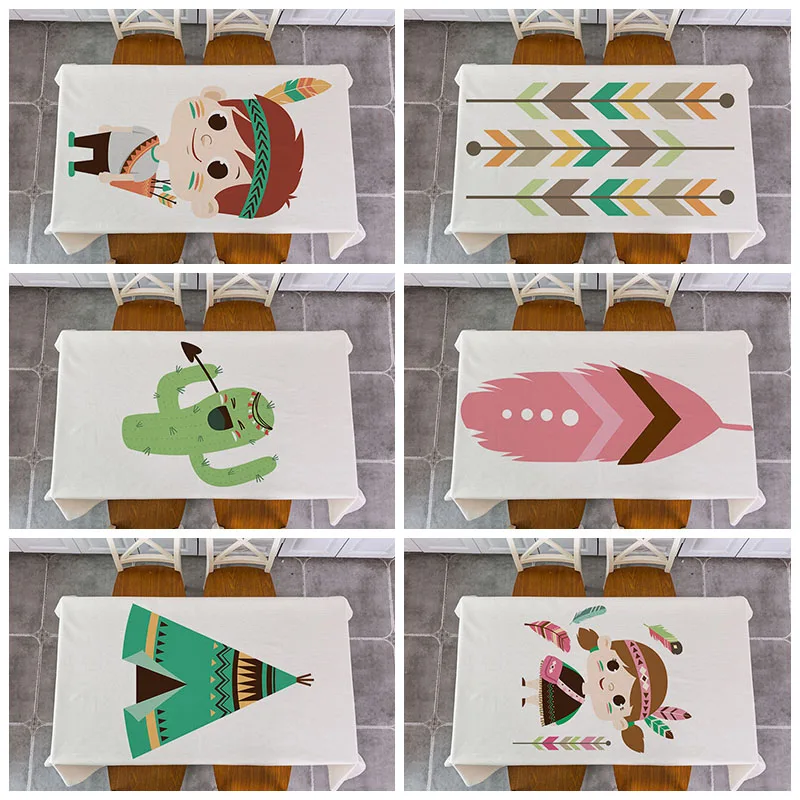 Декоративная льняная скатерть водонепроницаемая плотная с изображением леса