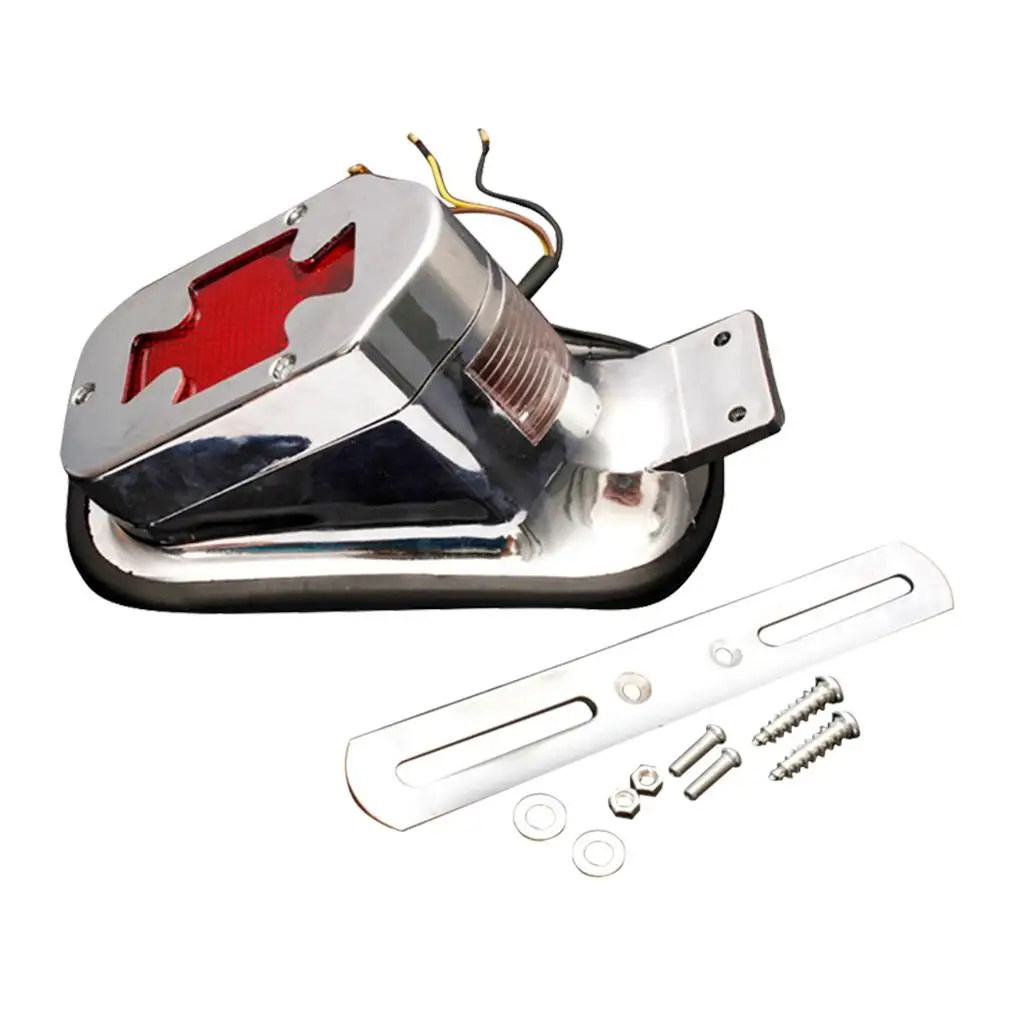 

Motorcycle LED Rear Brake Taillight Red Chrome Universal for most Motorcycle
