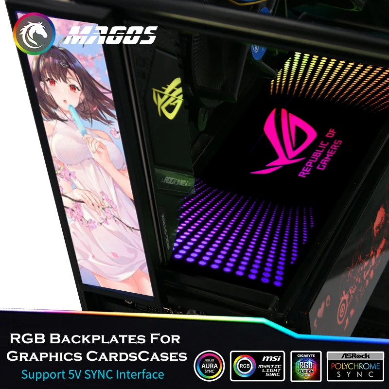 customized pc case side panel gpu backplane rgb faith light colorful rgb d rgb aura streamer backplate for casegraphics card free global shipping