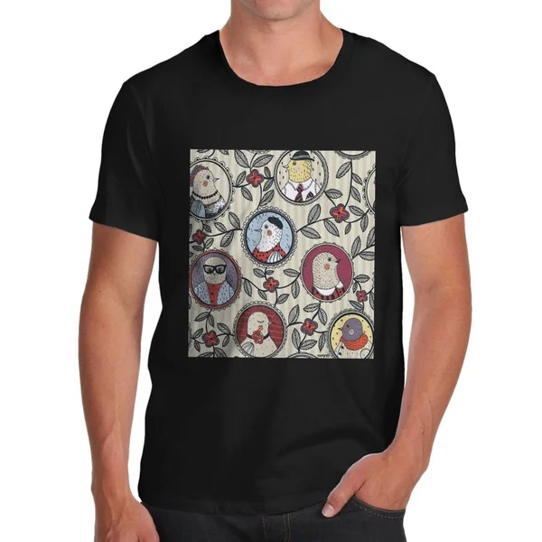 

Men's Premium Cotton Funny Family Tree Bird Print T-Shirt