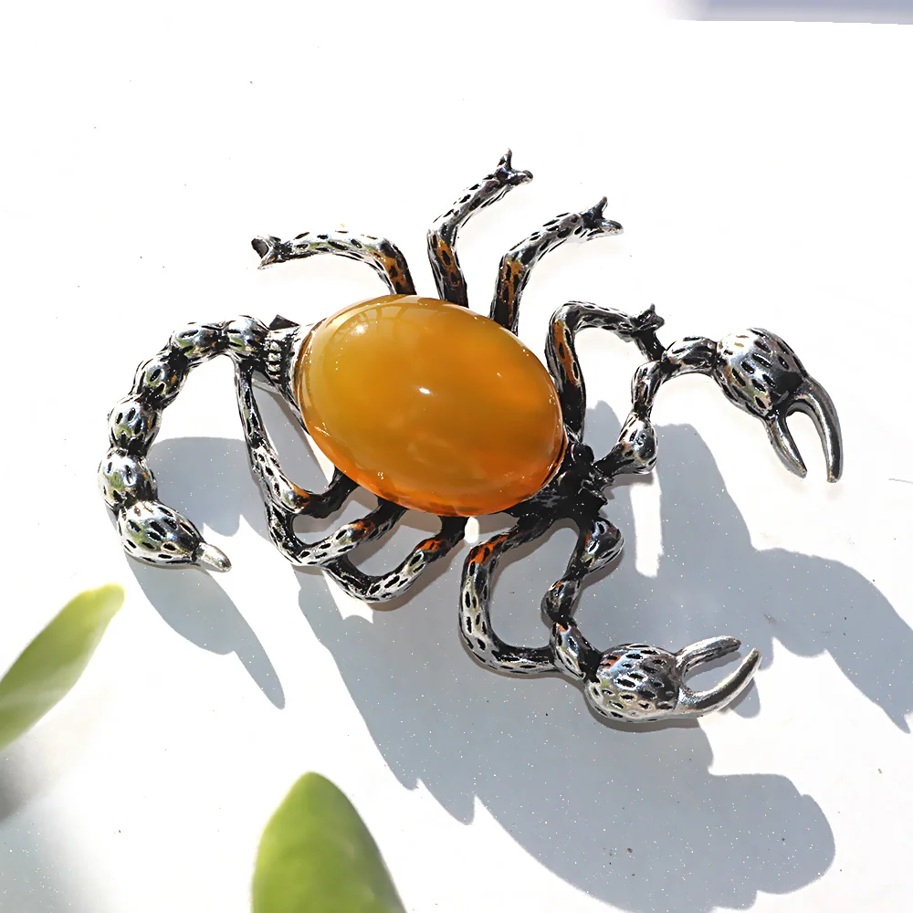 

Farlena Jewelry Semi-precious stone insect Brooch Men Scorpion badge pins Vintage Opal Brooches for Women Clothing accessories