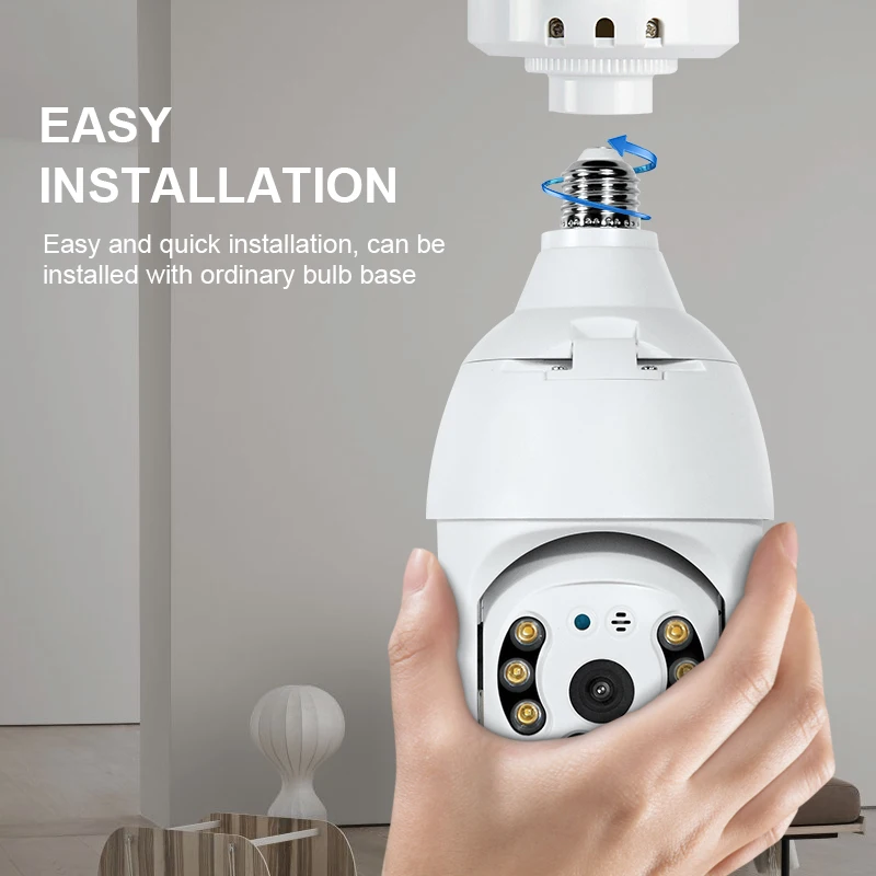 GUUDGO 3MP WIFI E27 Lamp Bulb IP Camera Night Vision PTZ Security CCTV Video Surveillance work with Tuya Smart Life | Безопасность и