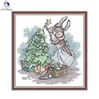 Рождественский кролик DIY ручной работы набор крестиков мультяшный животный узор 14CT 11CT граф холщовая ткань с принтом вышивка домашний декор