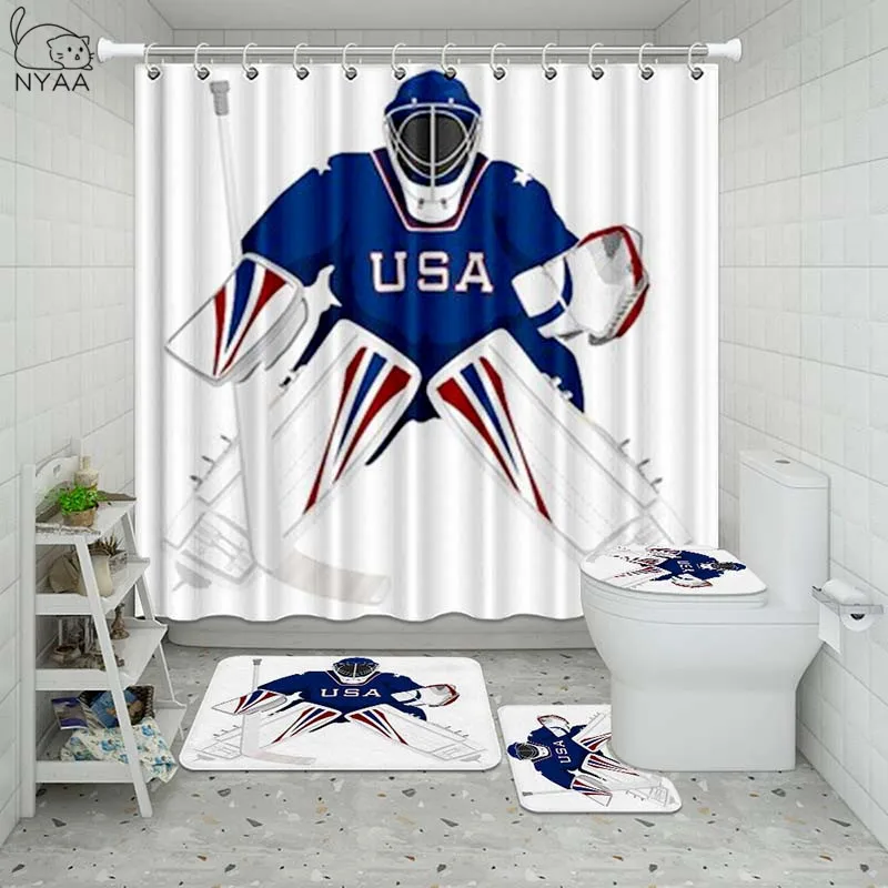Vixm США хоккейная Ванная комната Водонепроницаемая душевая занавеска набор с