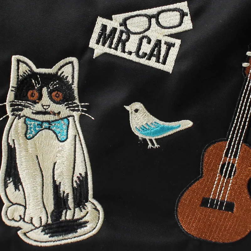 

Mr.cat Embroidery spring new literature single shoulder bag double Bag Messenger Bag Oxford spinning canvas