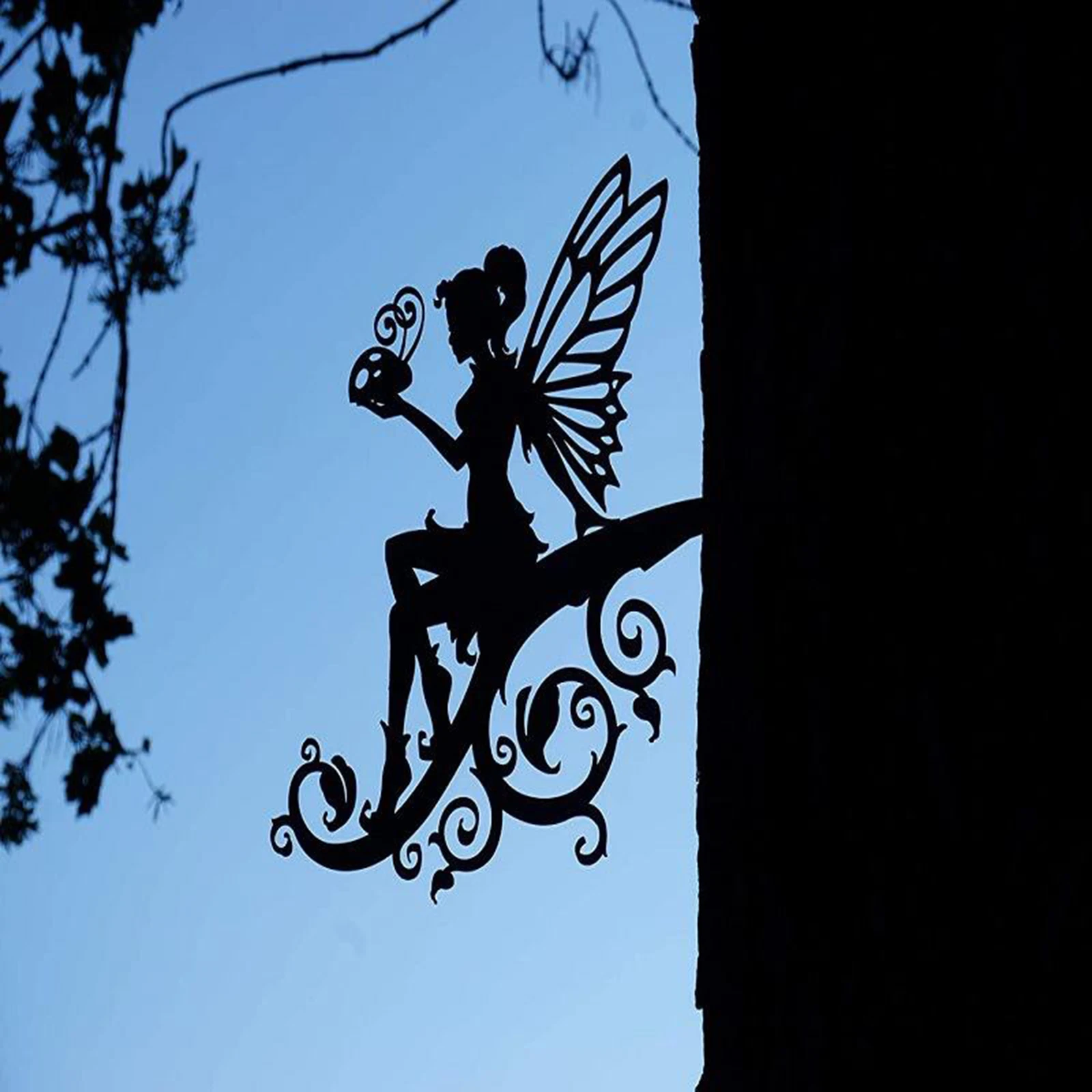 

Outdoor Garden Metal Art Fairy Silhouette Ornament for Enterway Backyard Decoration