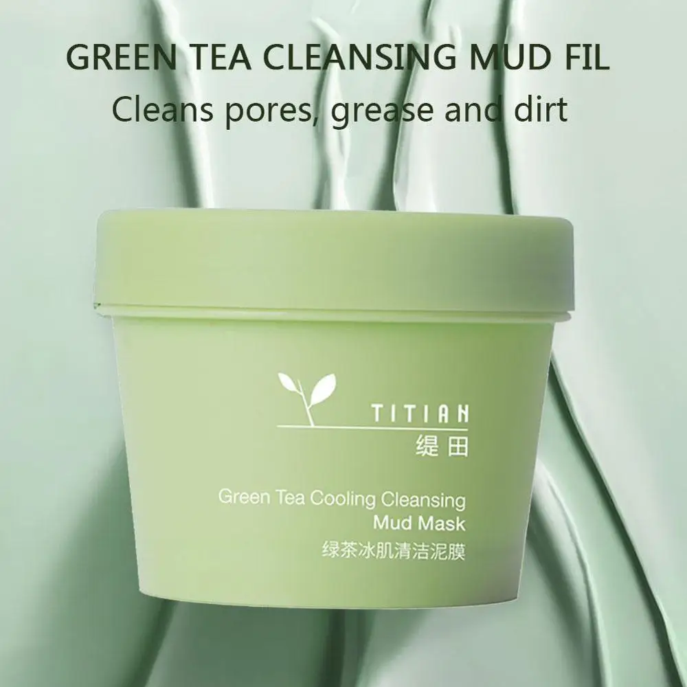 100g Tea Green Face Mask Deep Cleaning Removal Blackheads Mud Mask Anti-Shrink Exfoliate Face Acne Scar Skin Pores Care B8B6