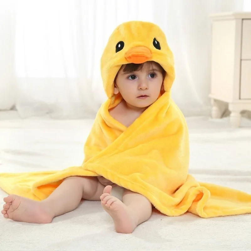 

Soft Cartoon Hooded Baby Bathrobe Cute Animal Babies Blanket Square Hooded Bath Wrap Swaddle Newborn Bathrobe Cloak Baby Towel