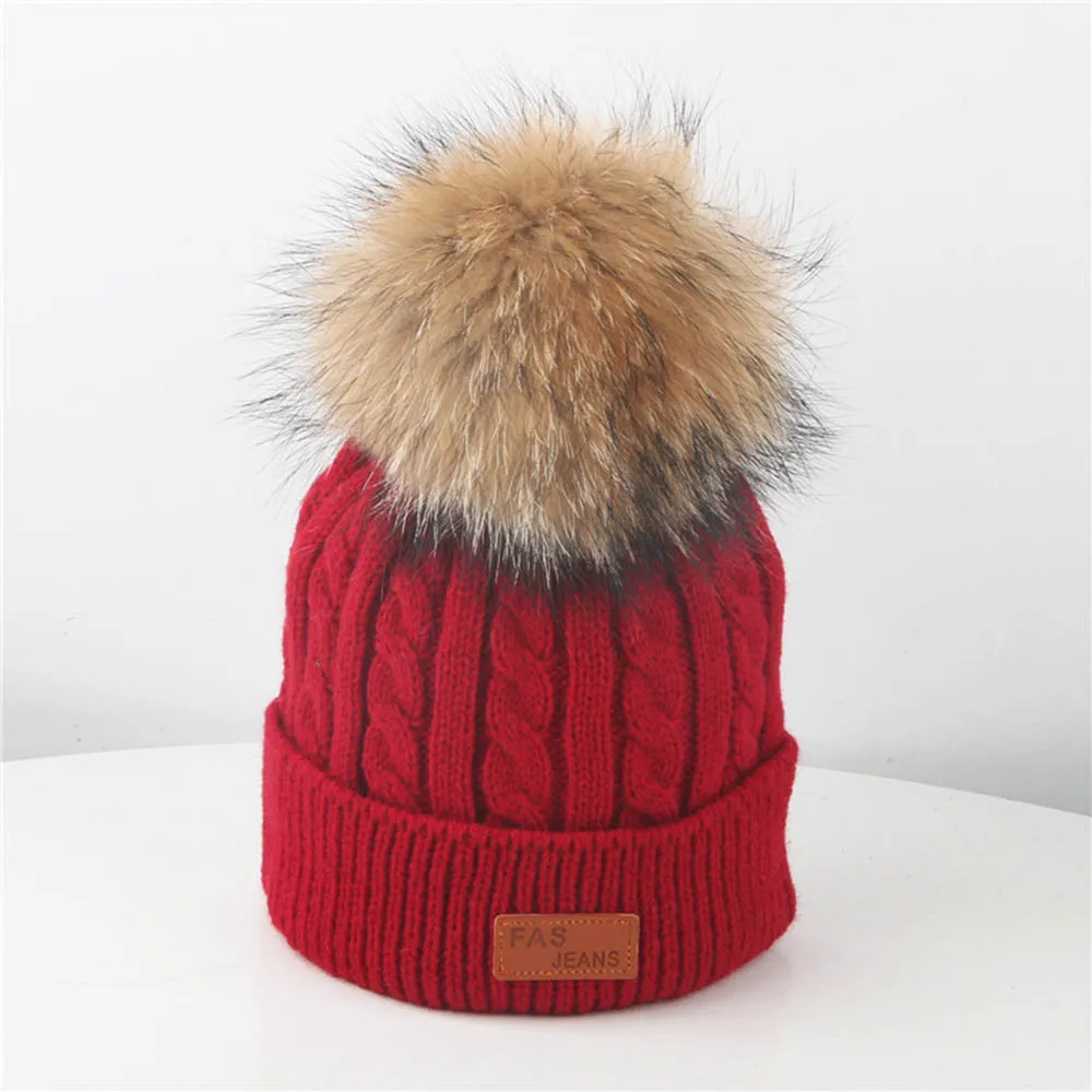 Детская зимняя шапка шарф милый комплект с помпонами для мальчиков и девочек