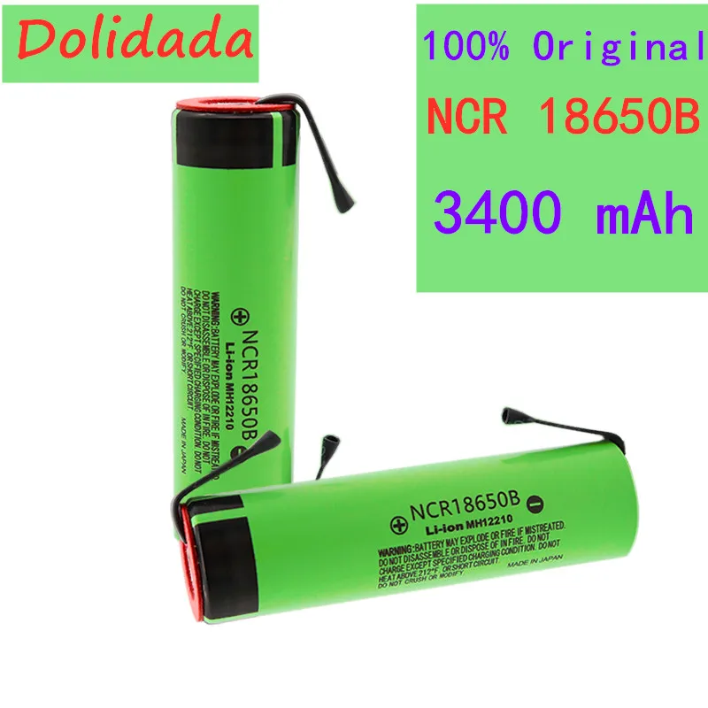

100% Оригинальный NCR18650B 3,7 в 3400 мАч 18650 перезаряжаемая литиевая батарея для 18650 батареи + DIY никелевая деталь