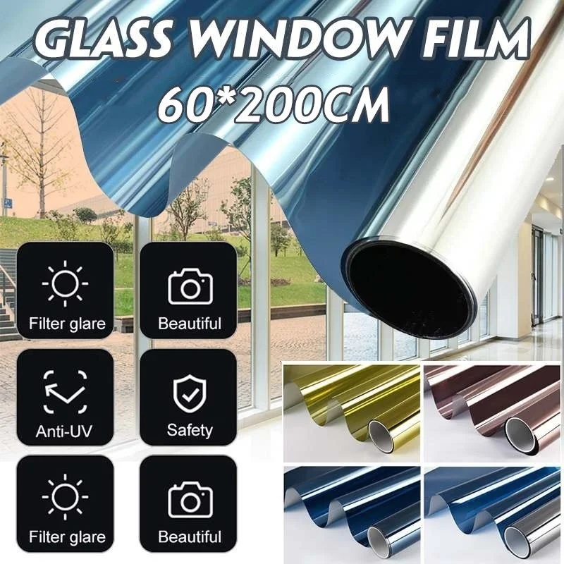 

Window Privacy Film Sun Blocking Mirror Reflective Tint One Way Heat Control Vinyl Anti UV Window Stickers for Home and Office