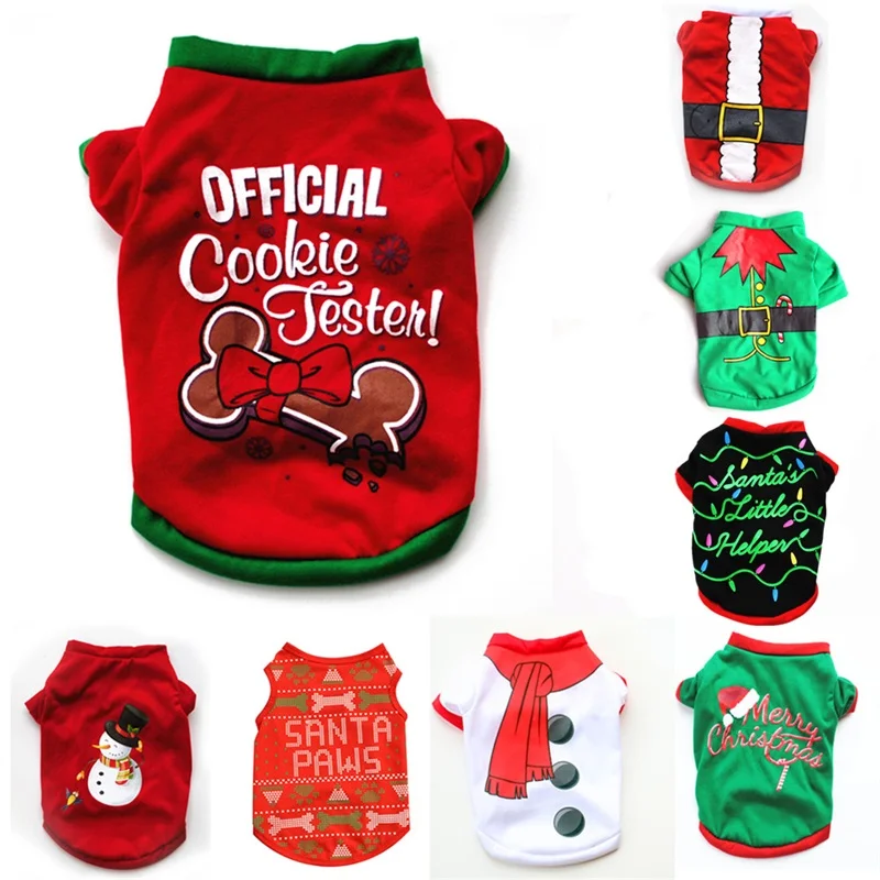 Рождественская Одежда для собак хлопковая одежда домашних животных маленьких