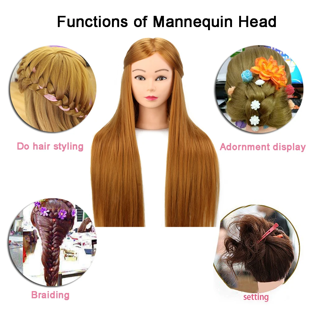 Обучение на манекене головы 30 '' волосы для укладки коричневых волос голова