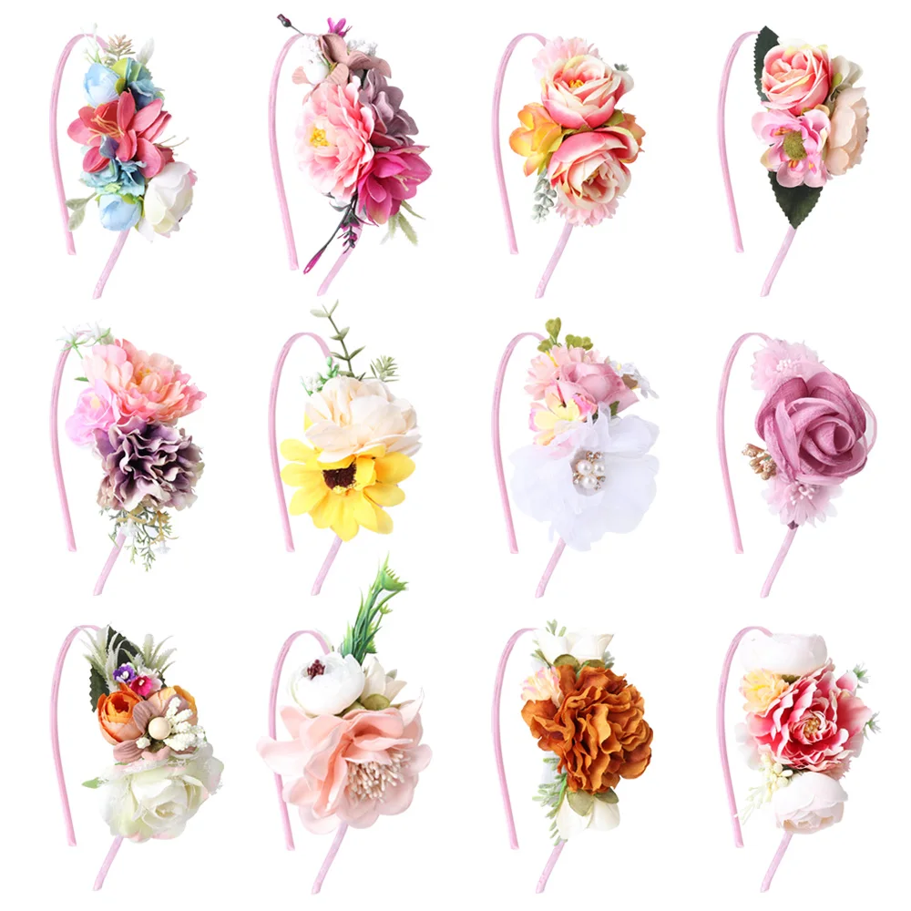 Ободок для волос с бантом и цветами маленьких девочек искусственный ободок в