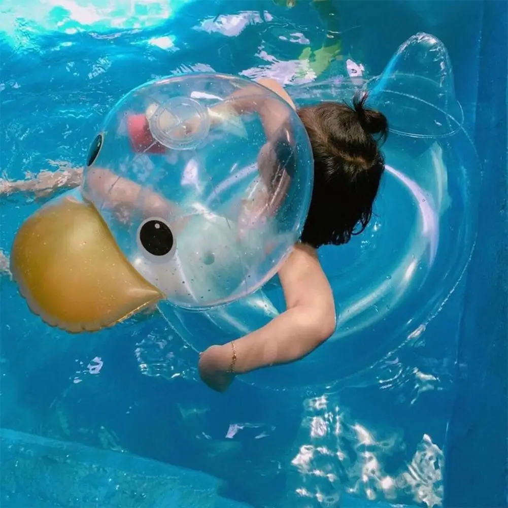 

Summer Children's Swimming Ring Neck Tube Ring Baby Swimming Pool Transparent Duck Shape Swimming Ring Inflatable 50cm