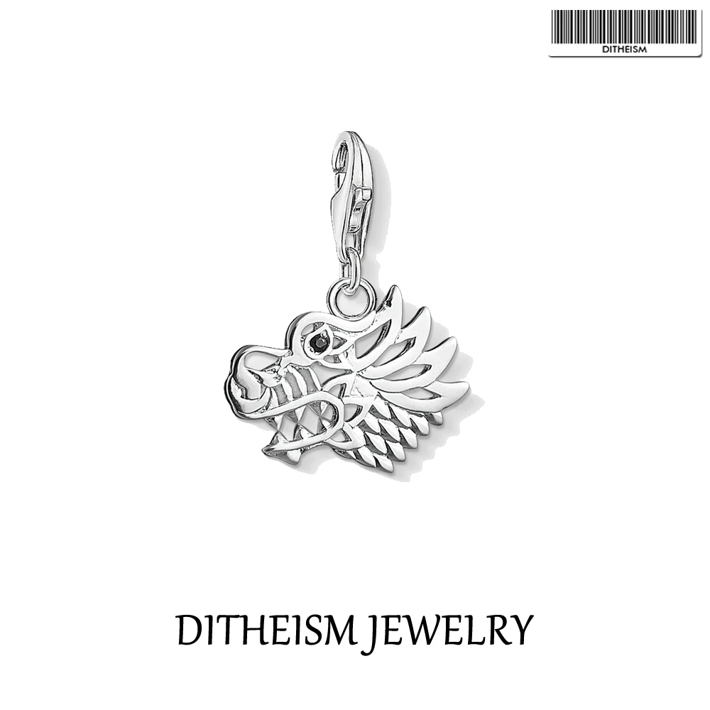 Подвеска с Головой Дракона для браслета серебро 925 пробы