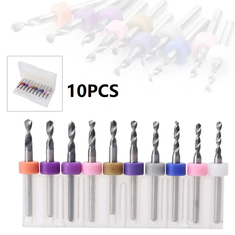 

10pcs PCB Carbide Micro Drill Bits 2.1-3.0mm For Stainless Steel Wood Engraving
