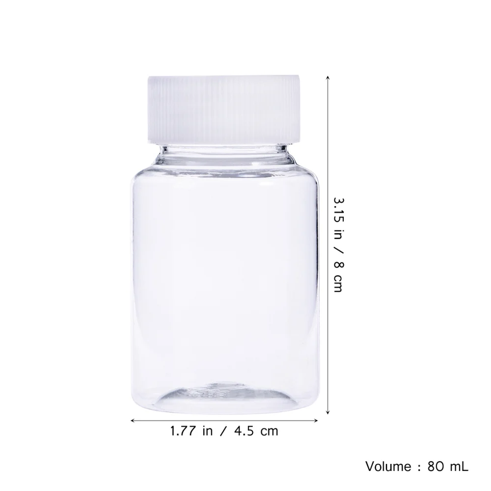 

20 Pcs 80ml PET Pill Container Bottles Chemical Medicine Tablet Storage Holder Pill Dispenser with White Cap