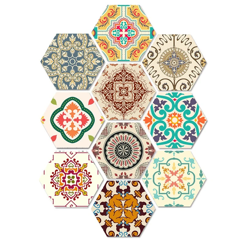 Нескользящая виниловая напольная наклейка для домашнего декора шестигранная