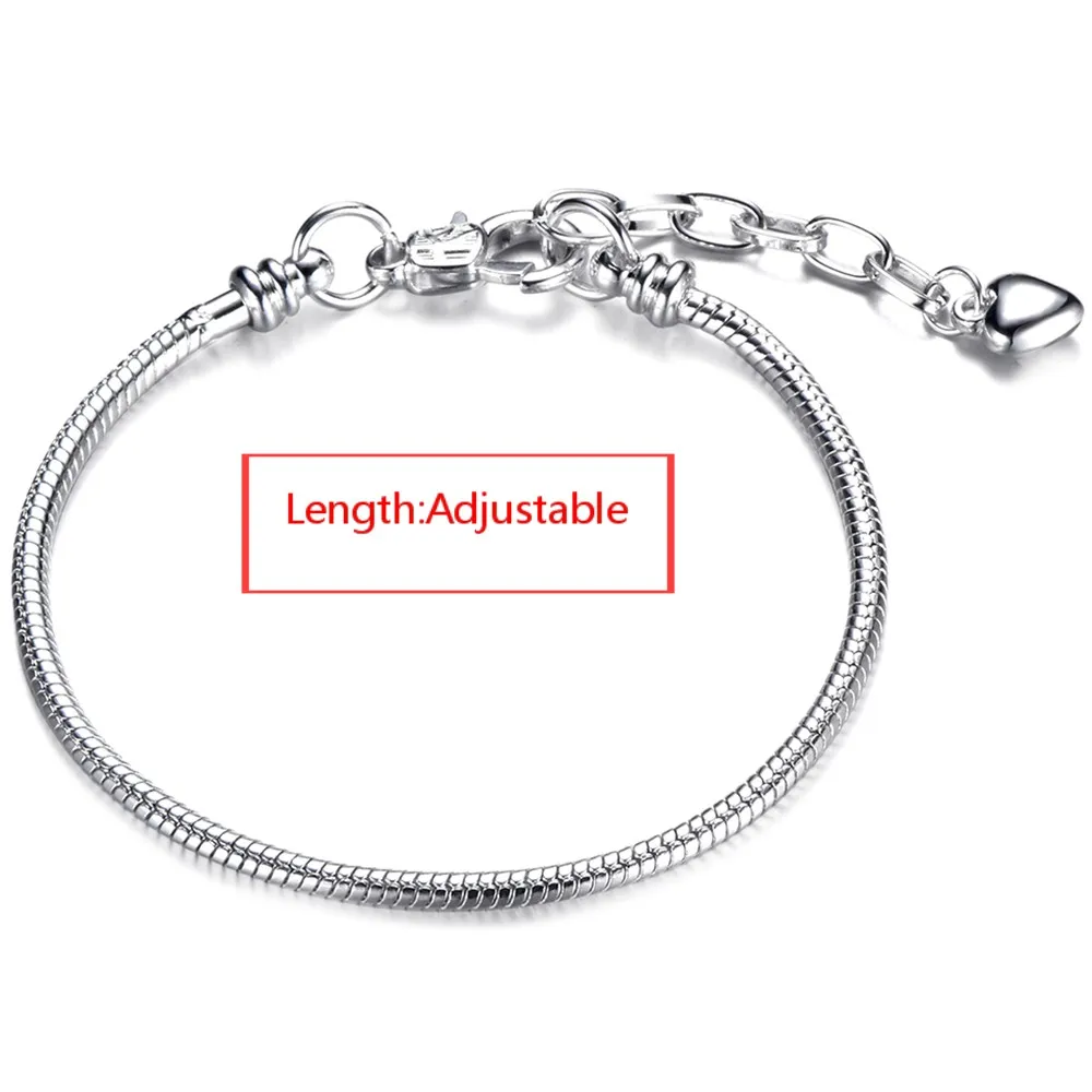 adjustable Высокое качество 17-21 см посеребренный Змеиный браслет-цепочка Подходит для европейских браслетов-шармов для женщин DIY Изготовление ювелирных изделий - Окраска металла: adjustable