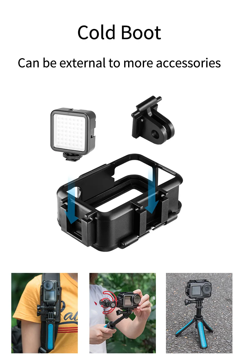 Вертикальная Горизонтальная Рамка чехол для DJI Osmo Action с холодной башмаком 2 головы БЫСТРОРАЗЪЕМНАЯ Пряжка Кронштейн Защитный корпус крепление