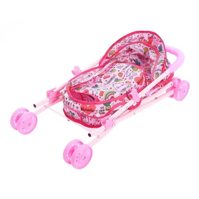 Коляска для кукол с сумкой Улыбнись! универсальная металлический каркас |