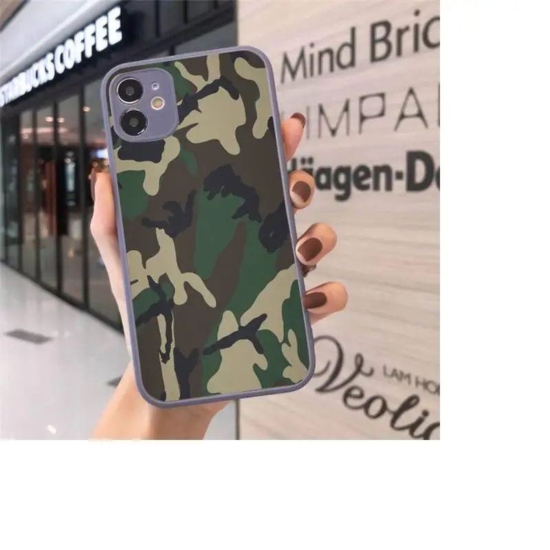 

Camouflage Pattern army Phone Case Matte Transparent for iPhone 7 8 11 12 s mini pro X XS XR MAX Plus cover funda