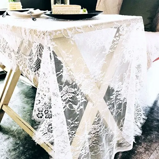 Openworklace75x300cm Скатерти для свадьбы, белая кружевная скатерть с ресничками, Цветочная скатерть, бохо, для свадебной вечеринки, домашний текстиль - Цвет: Openworklace75x300cm