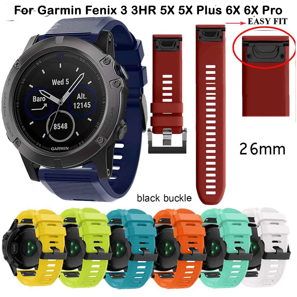 Быстросъемный силиконовый смарт браслет для Garmin Fenix 5X Plus fenix 6X Pro 3 HR 26