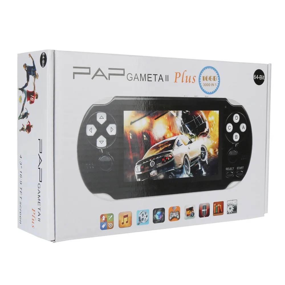 Портативная игровая консоль PAP GAMETA 2 PLUS 4 3 дюйма 64 бит порт Concole для видеоигр |