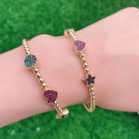 5pcs gold bracelet womens bracelets crystal star heart bangles for women bohemian copper fashion jewelry