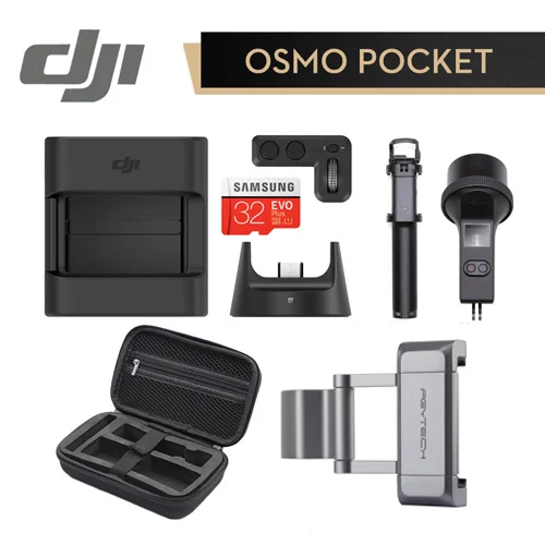 DJI Osmo карман 3-осевая стабилизированная ручной Камера с 4K 60fps видео Механическая стабилизация интеллигентая(ый) съемки - Цвет: Accessory set
