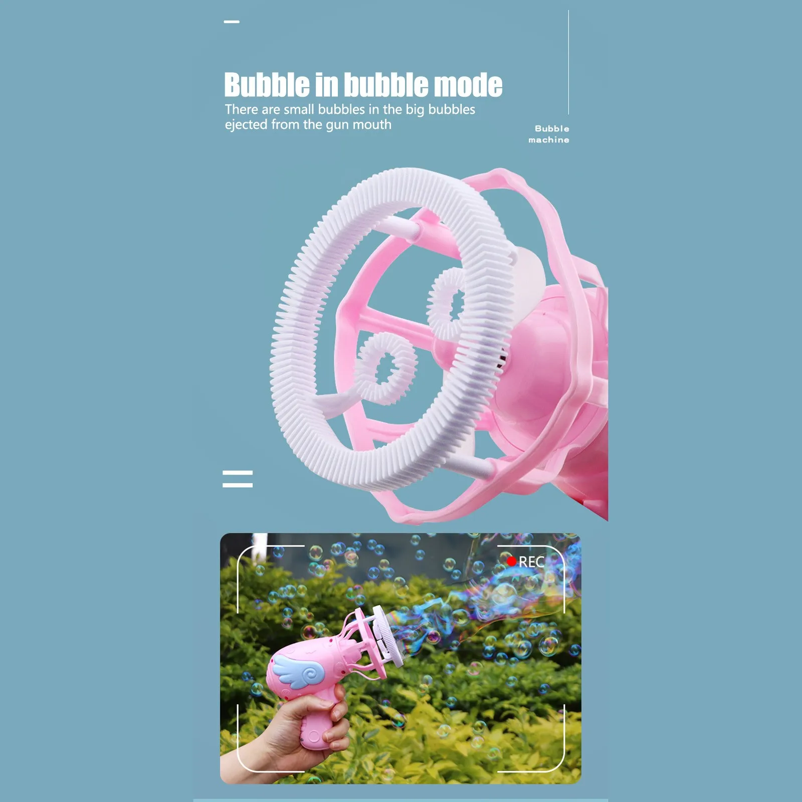 

Cartoon Angel Bubble Machine Soapy Water Bubble Gun Summer Outdoor Children's Toy Automatic Bubble Blowing Electric Fan Gift