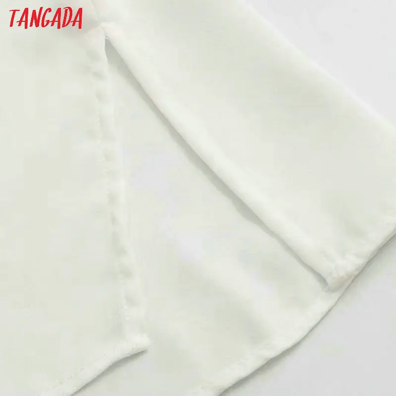 Tangada Женская шикарная белая шифоновая блузка с оборками и длинным рукавом, женские рубашки с галстуком-бабочкой, стильные офисные топы, блузы 4M55