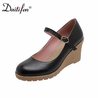daitifen new fashion spring autumn shoes new wedges shoes for women concise leisure pu women shoes women office casual pumps