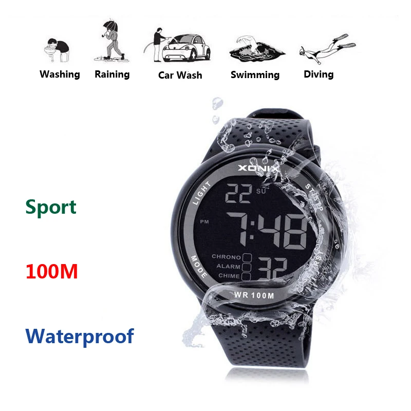 Мужские водонепроницаемые электронные часы SYNOKE 100 м для дайвинга плавания