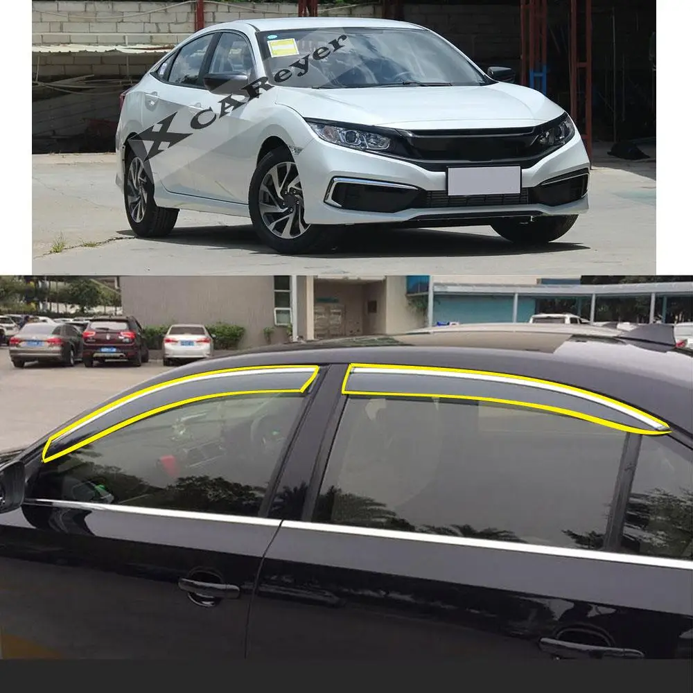 

Car Sticker Plastic Window Glass Wind Visor Rain/Sun Guard Smoke Vent Protector For Honda Civic 10th Sedan 2016-2021