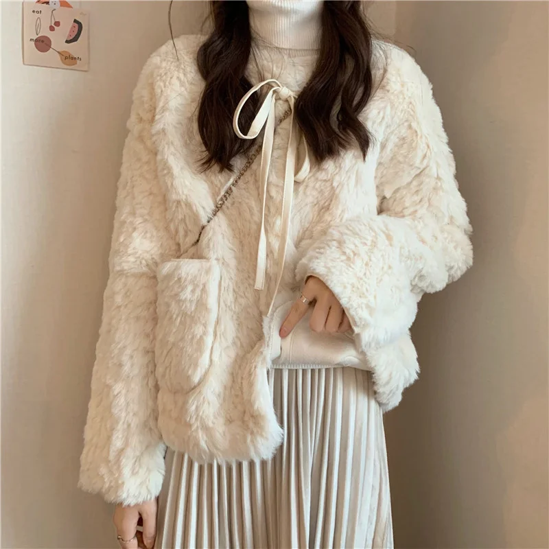 Меховое интегрированное пушистое утепленное пальто для женщин осень-зима 2021